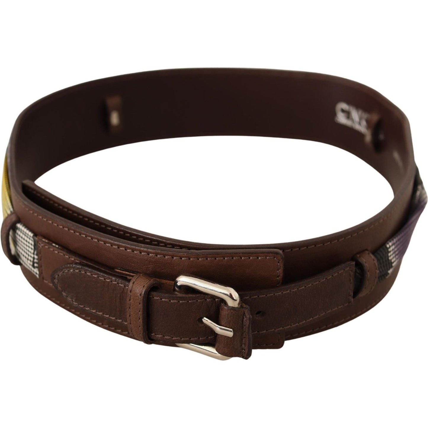 Costume National Brown Leather Silver Buckle Belt Costume National