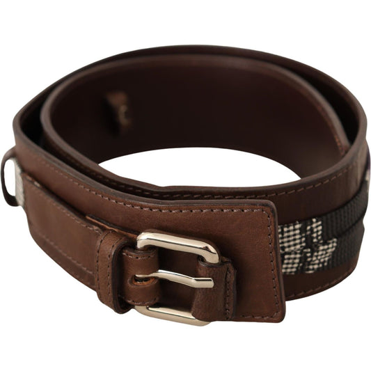 Costume National Brown Leather Silver Buckle Belt Costume National
