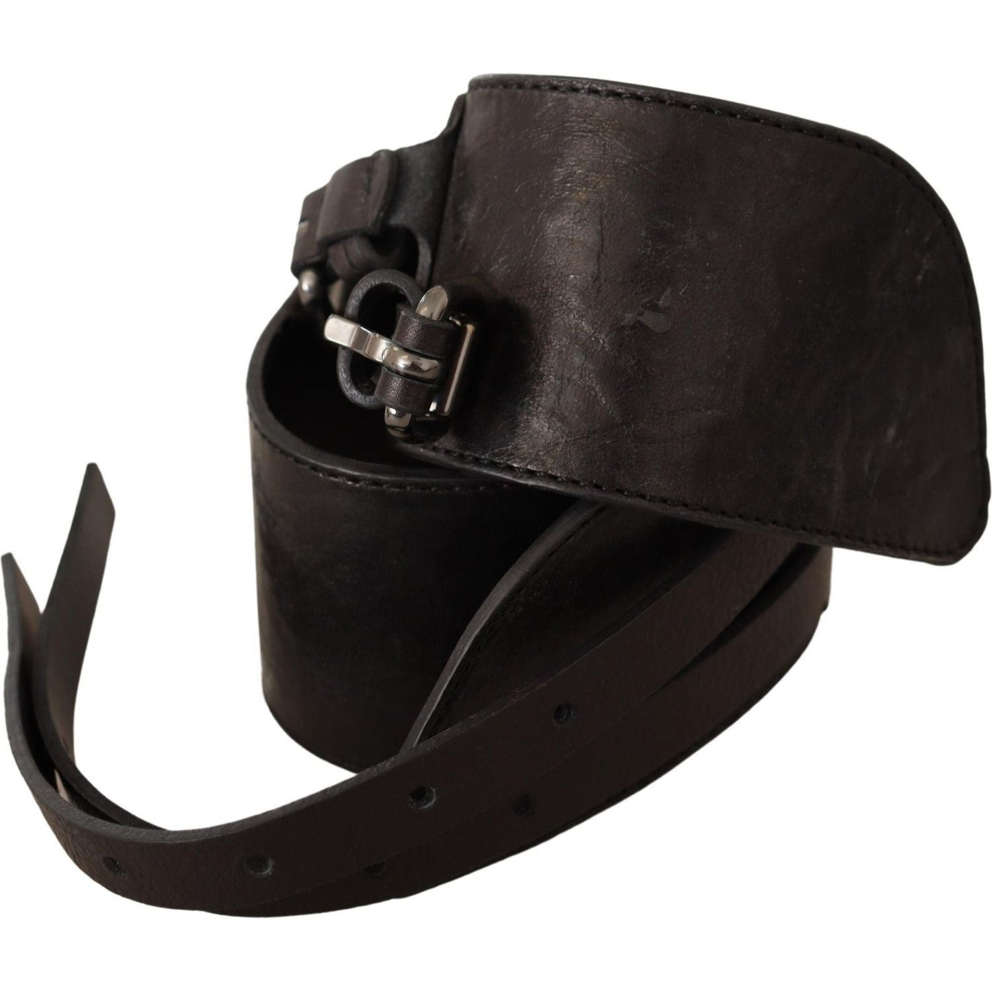 Costume National Dark Brown Leather Double Buckle Belt Costume National