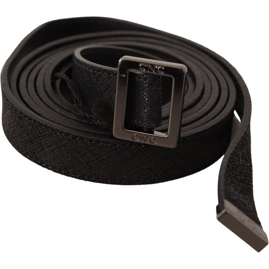 Costume National Black Leather Metal Buckle Waist Belt Costume National