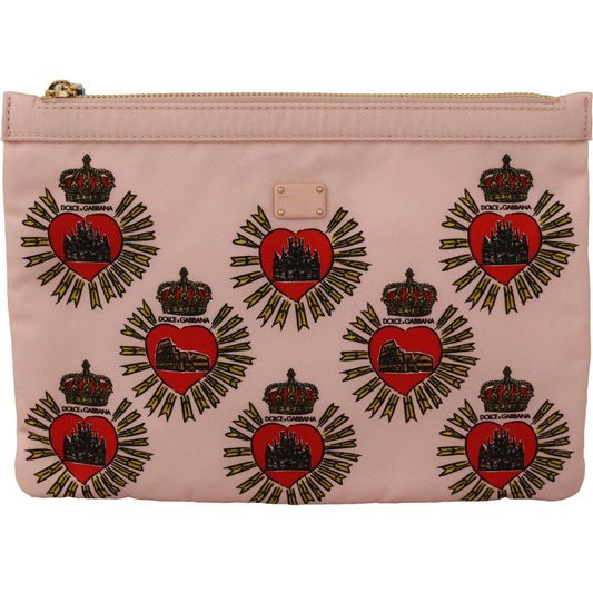 Dolce & Gabbana Clutch Pink D&G Logo Devotion Heart Toiletry Pouch Wallet Dolce & Gabbana