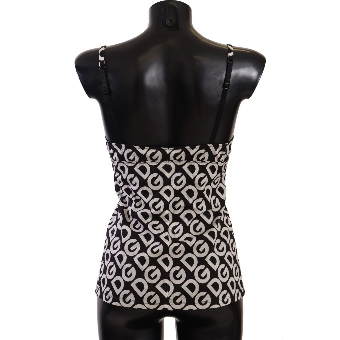 Dolce & Gabbana Black White Logo Print Camisole Top Underwear Dolce & Gabbana