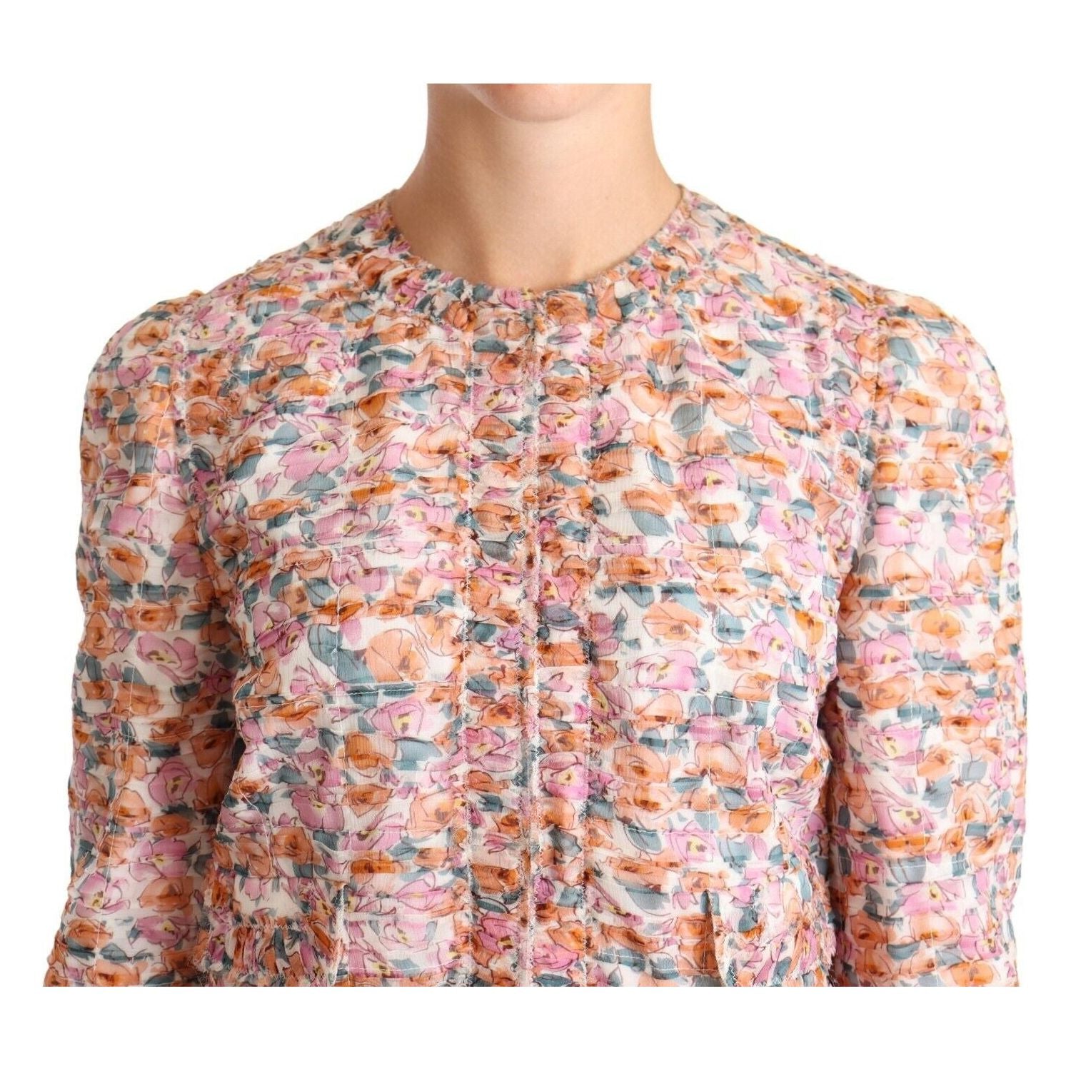 Dolce & Gabbana Multicolor Floral Print Silk Trench Coat Jacket