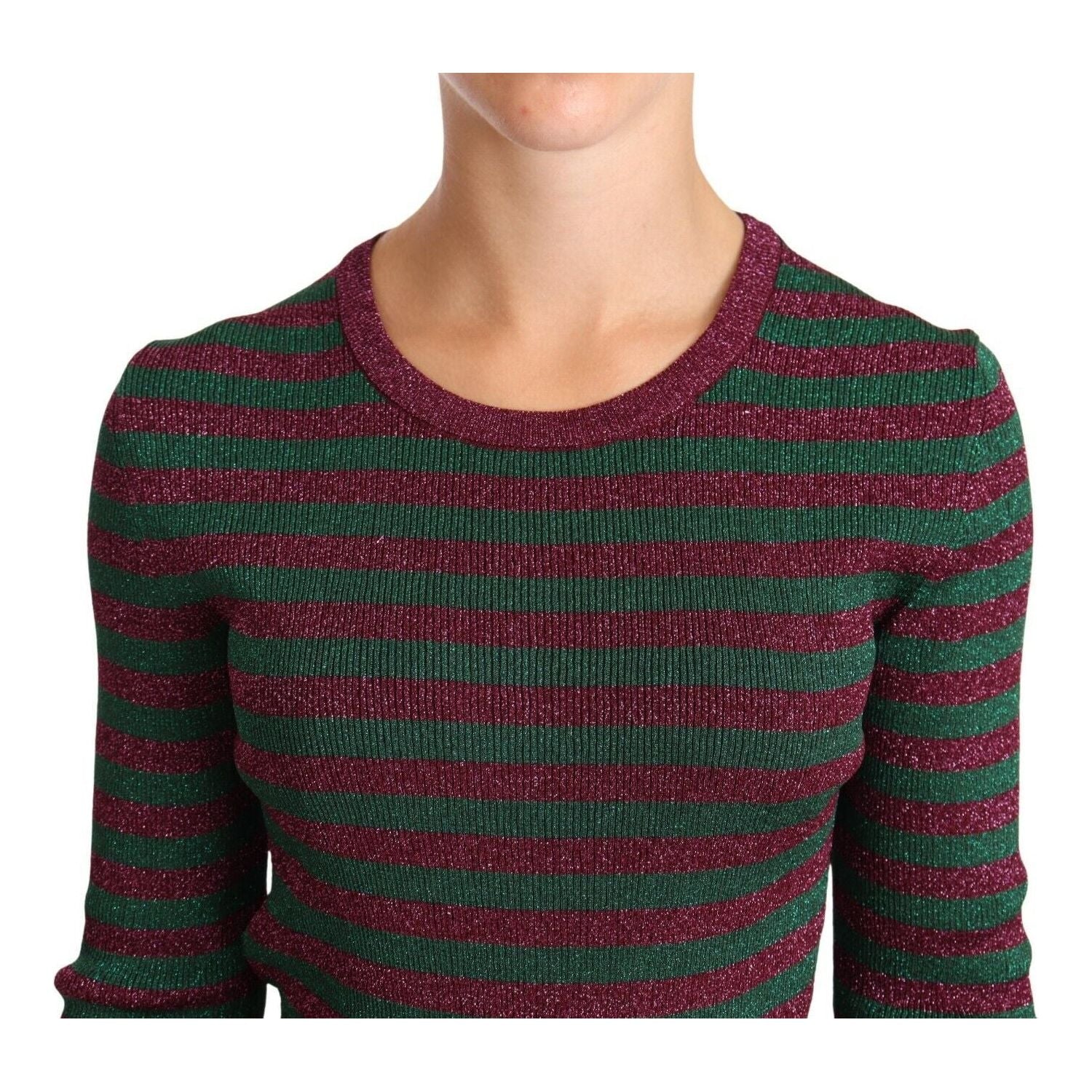 Dolce & Gabbana Multicolor Striped Crew Neck Pullover Sweater