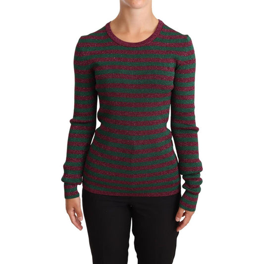 Dolce & Gabbana Multicolor Striped Crew Neck Pullover Sweater Dolce & Gabbana