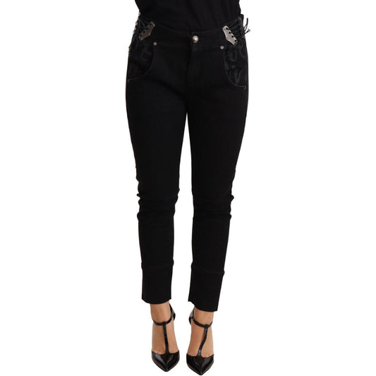 Ermanno Scervino Black Low Waist Skinny Slim Trouser Cotton Jeans Ermanno Scervino