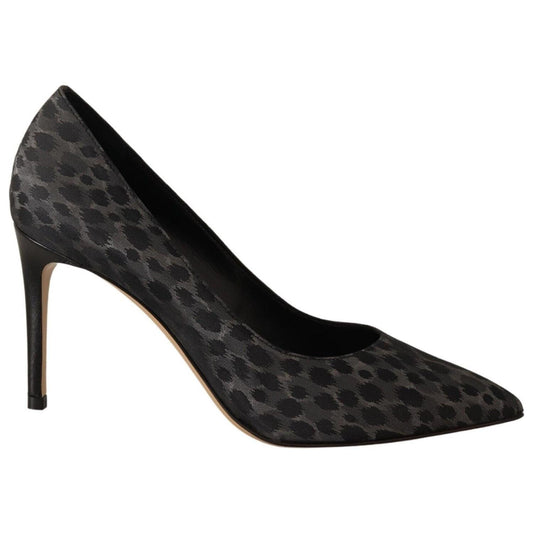Sofia Black Leopard Leather Stiletto High Heels Pumps Shoes Sofia