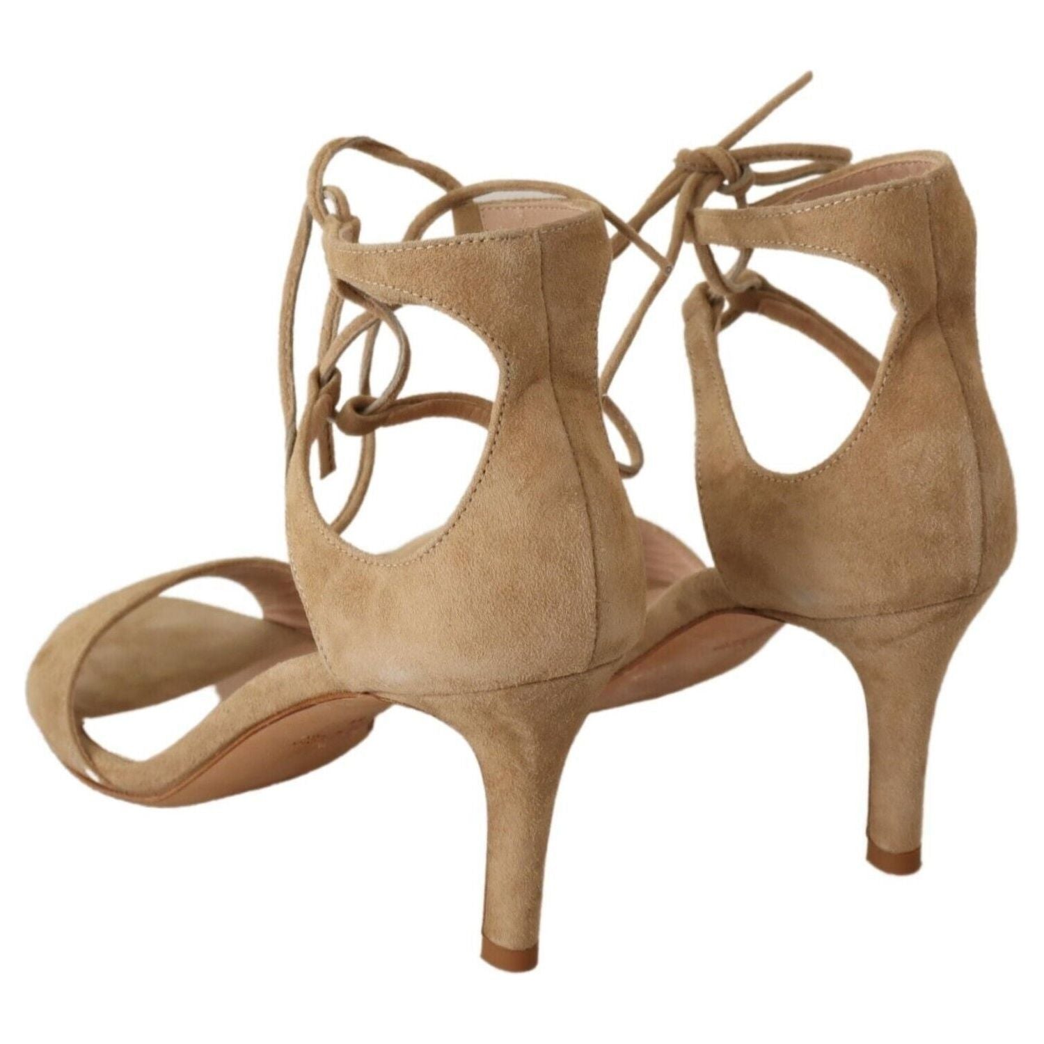 Maria Christina Beige Suede Leather Ankle Strap Pumps Shoes