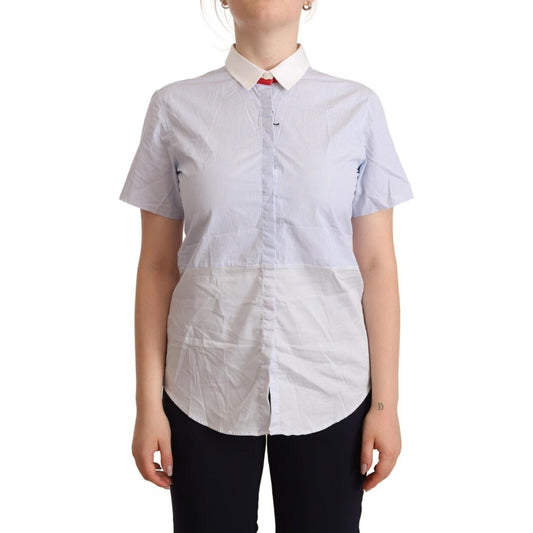 AGLINI Light Blue Cotton Short Sleeves Collared Polo Top AGLINI