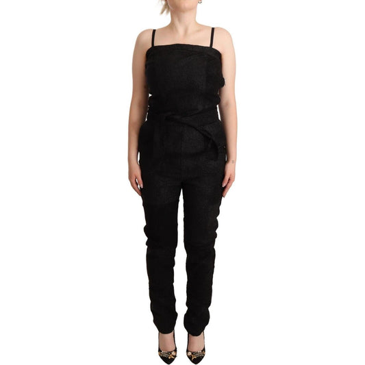 La Maison du Couturier Black Spaghetti Strap Jumpsuit Dress La Maison du Couturier