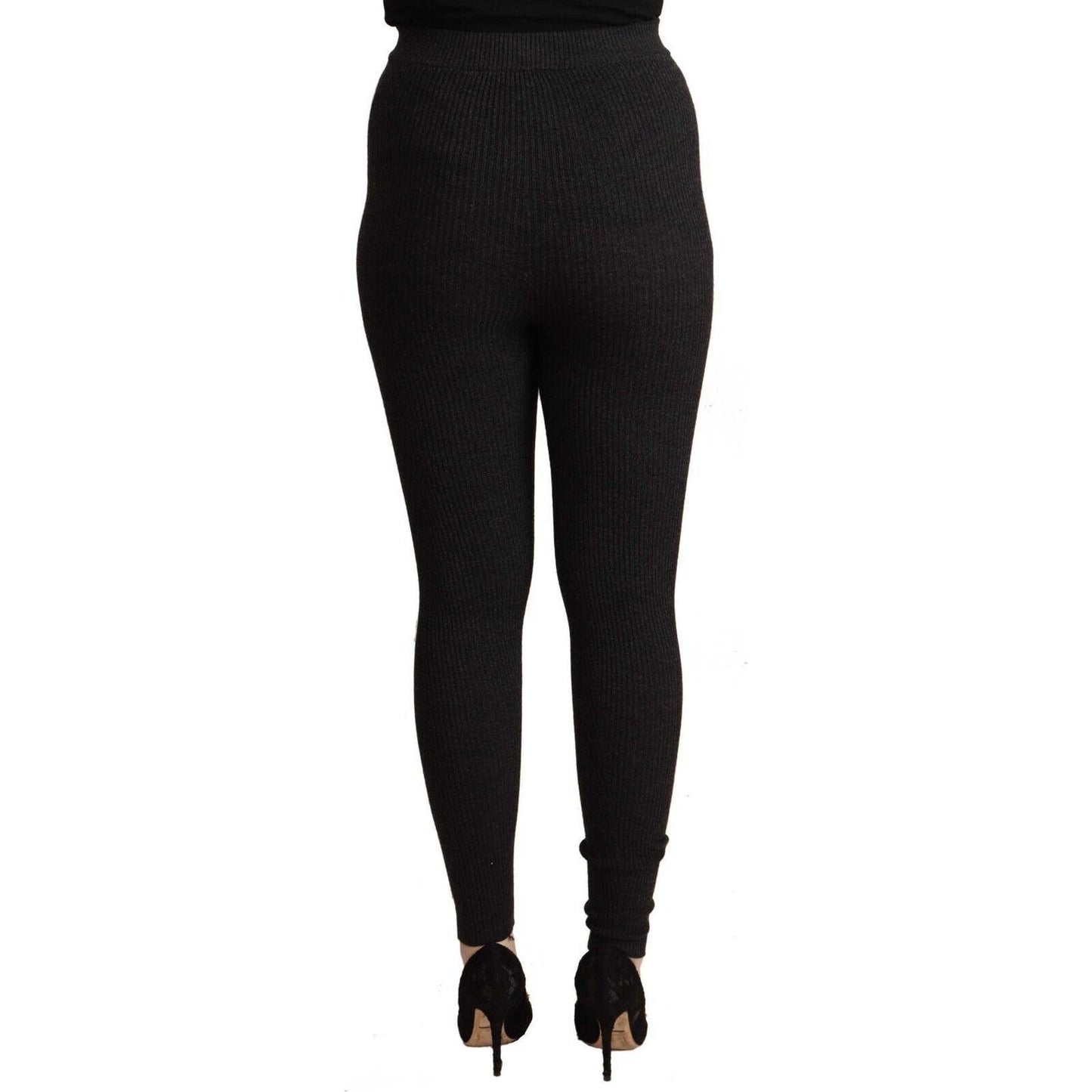 Dolce & Gabbana Black Virgin Wool Stretch Waist Tights Pants Dolce & Gabbana