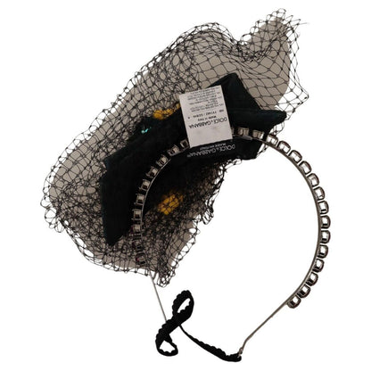 Dolce & Gabbana Silver Tiara Crystals Fruits Black Mesh Diadem Headband Dolce & Gabbana