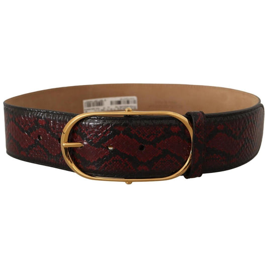 Dolce & Gabbana Red Exotic Leather Gold Oval Buckle Belt Dolce & Gabbana