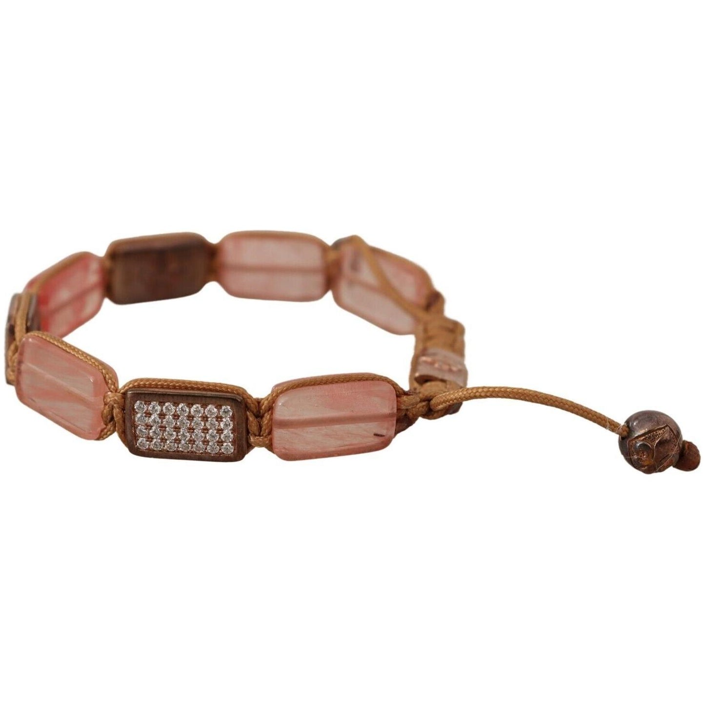 Nialaya Multicolor Crystals Logo Embellished Adjustable Bracelet