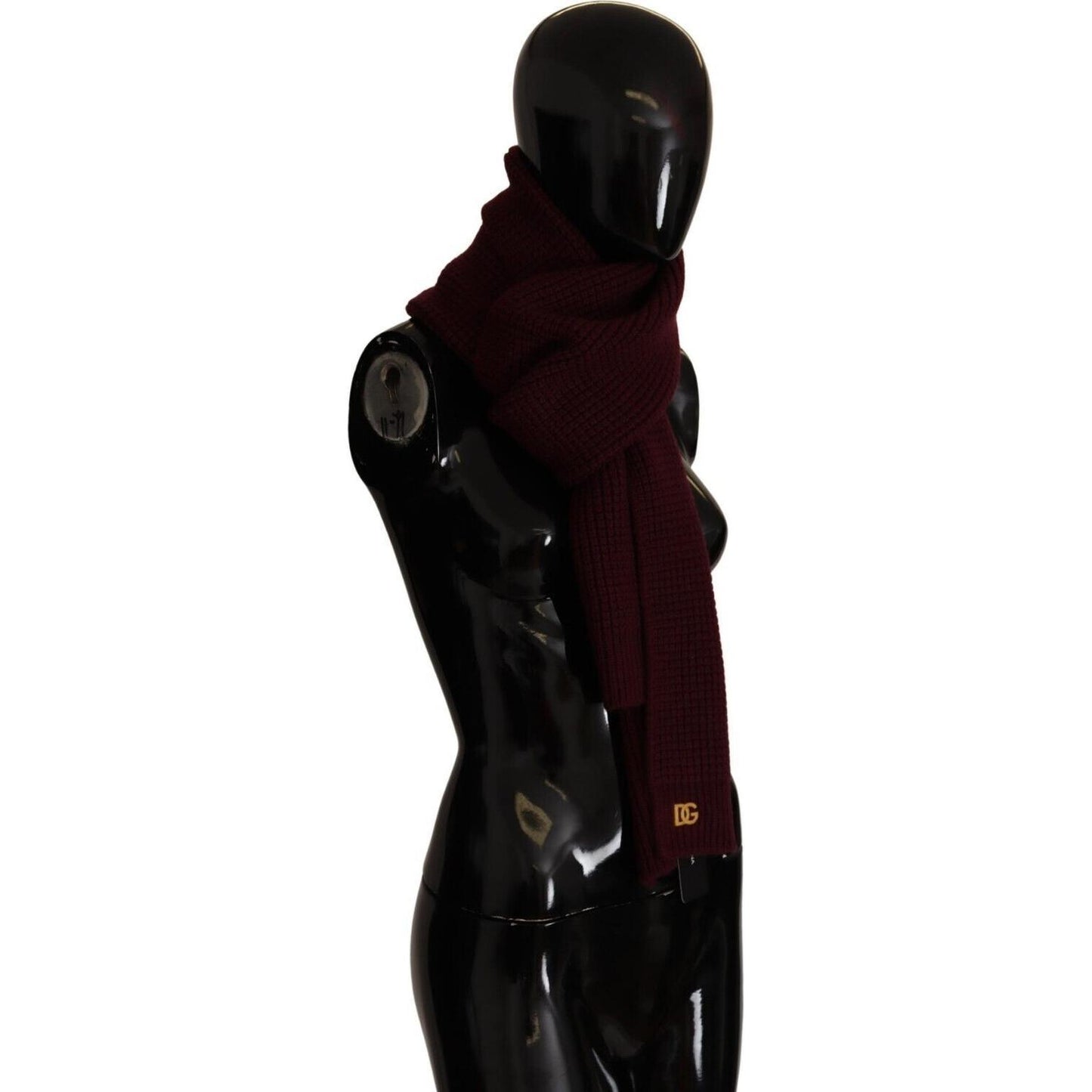 Dolce & Gabbana Dark Red Cashmere Logo Wrap Shawl Knitted Scarf Dolce & Gabbana