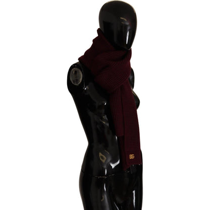 Dolce & Gabbana Dark Red Cashmere Logo Wrap Shawl Knitted Scarf Dolce & Gabbana