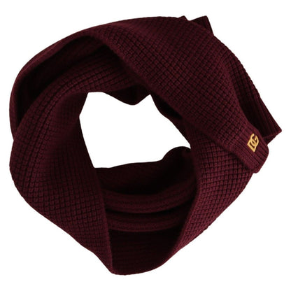 Dolce & Gabbana Dark Red Cashmere Logo Wrap Shawl Knitted Scarf Dolce & Gabbana