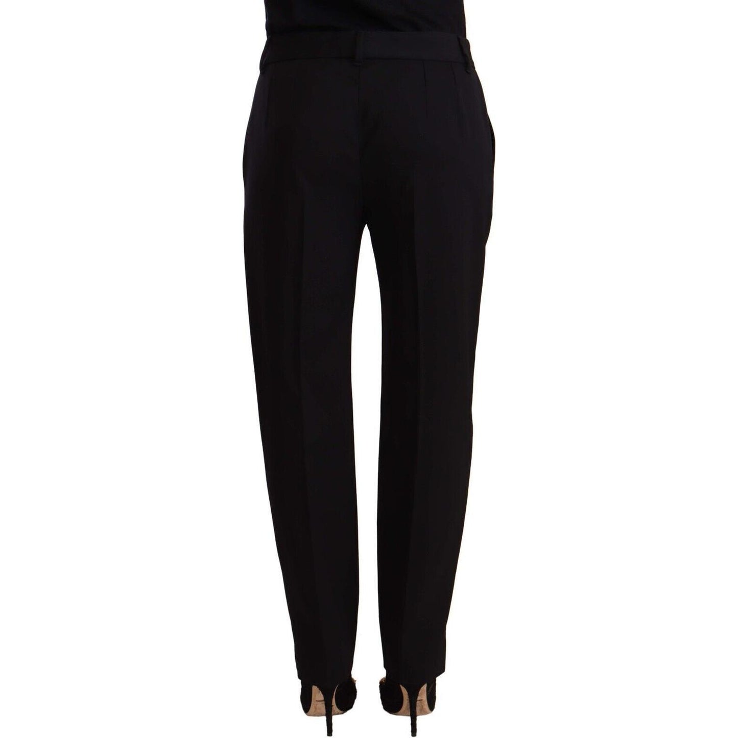 Dolce & Gabbana Black Mid Waist Skinny Trouser Wool Pants Dolce & Gabbana
