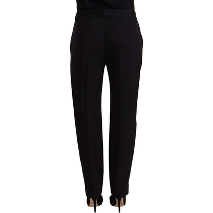 Dolce & Gabbana Black Mid Waist Skinny Trouser Wool Pants Dolce & Gabbana