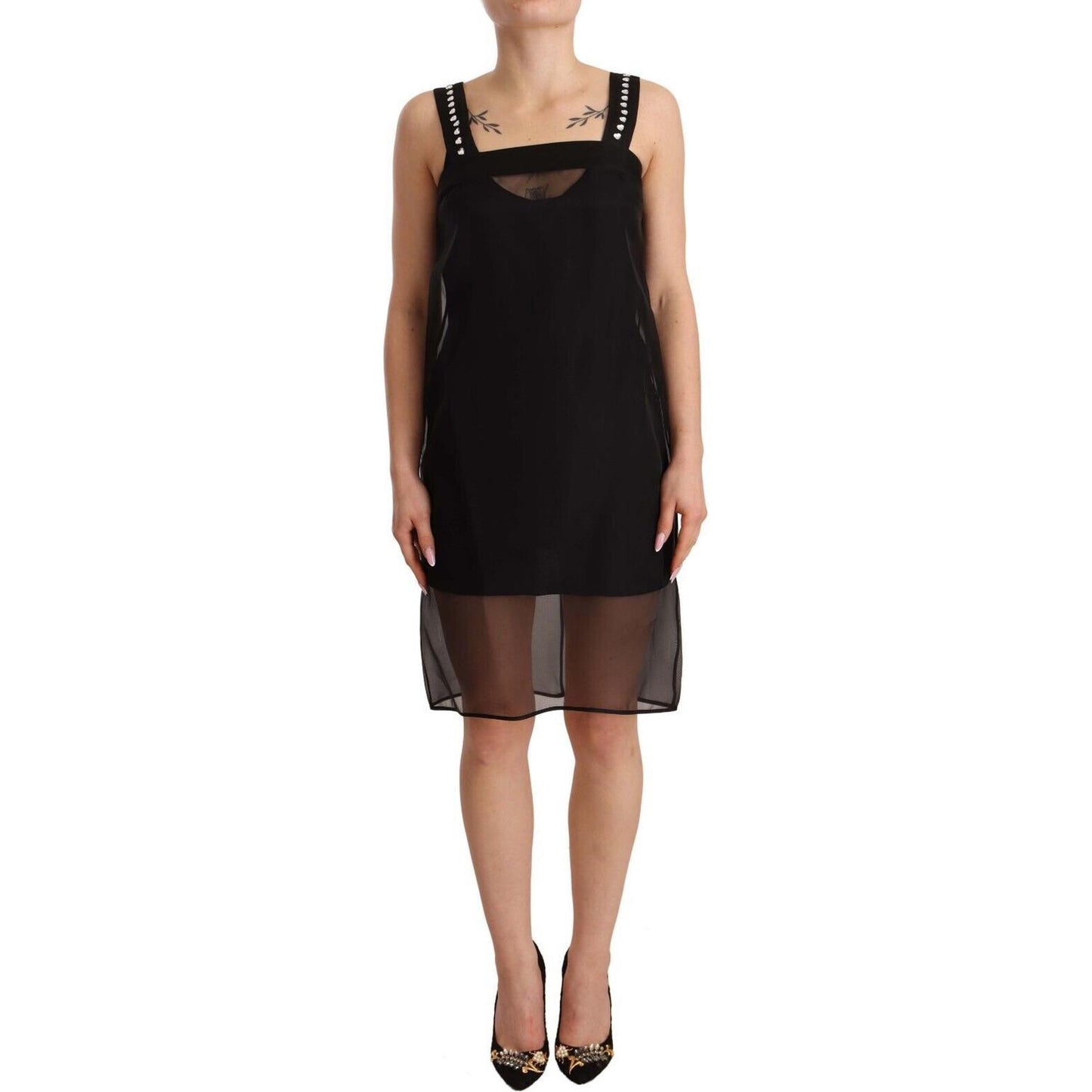 Dolce & Gabbana Black Silk Stretch Crystal Sheath Mini Dress Dolce & Gabbana