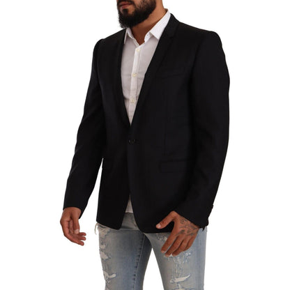 Dolce & Gabbana Black Wool Single Breasted Suit GOLD Jacket