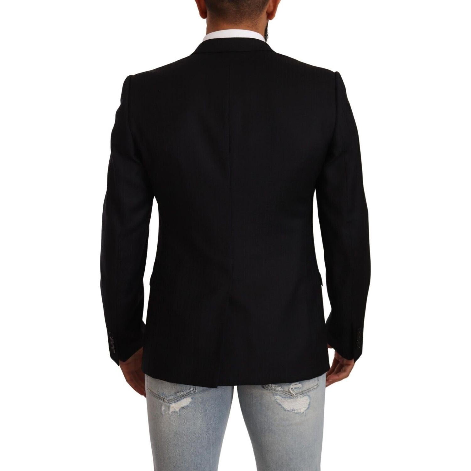 Dolce & Gabbana Black Wool Single Breasted Suit GOLD Jacket