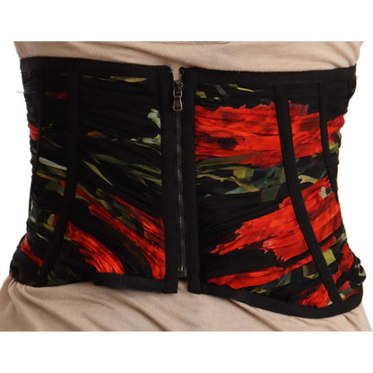 Dolce & Gabbana Black Corset Belt Stretch Waist Strap Silk Top Dolce & Gabbana