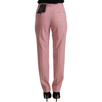 Dolce & Gabbana Pink Wool Stretch High Waist Trouser Pants