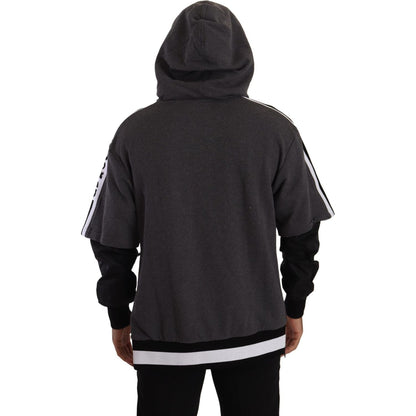 Dolce & Gabbana Gray Black Cotton Hooded #DGMILLENNIALS Sweater Dolce & Gabbana