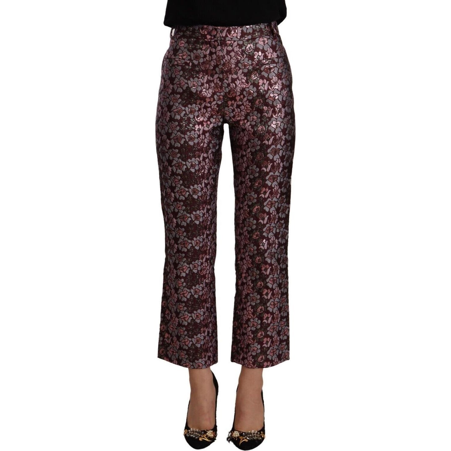 House of Holland Multicolor Floral Jacquard Flared Cropped Pants House of Holland
