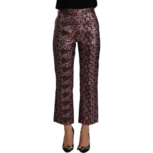 House of Holland Multicolor Floral Jacquard Flared Cropped Pants House of Holland
