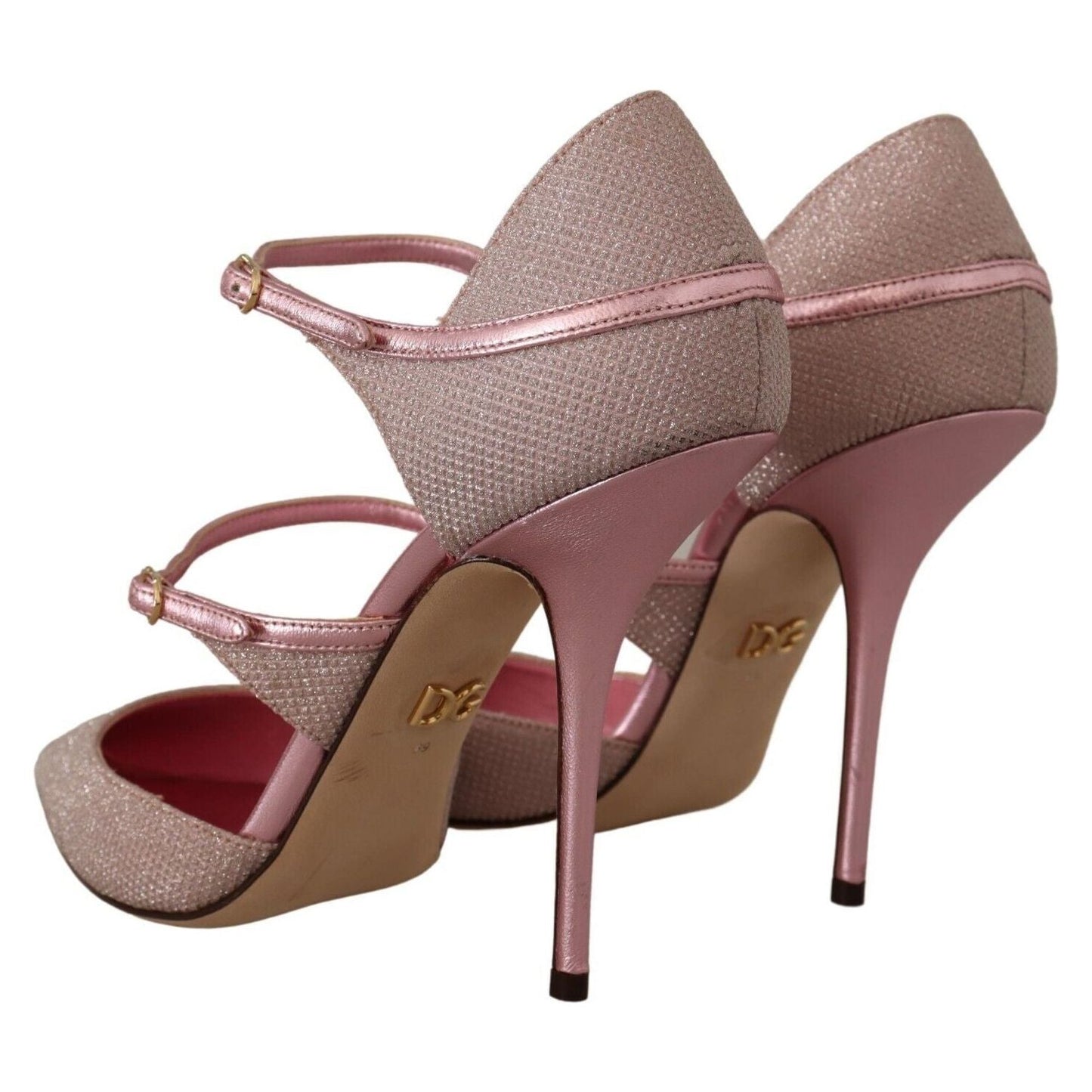 Dolce & Gabbana Pink Glittered Strappy Sandals Mary Jane Shoes Dolce & Gabbana