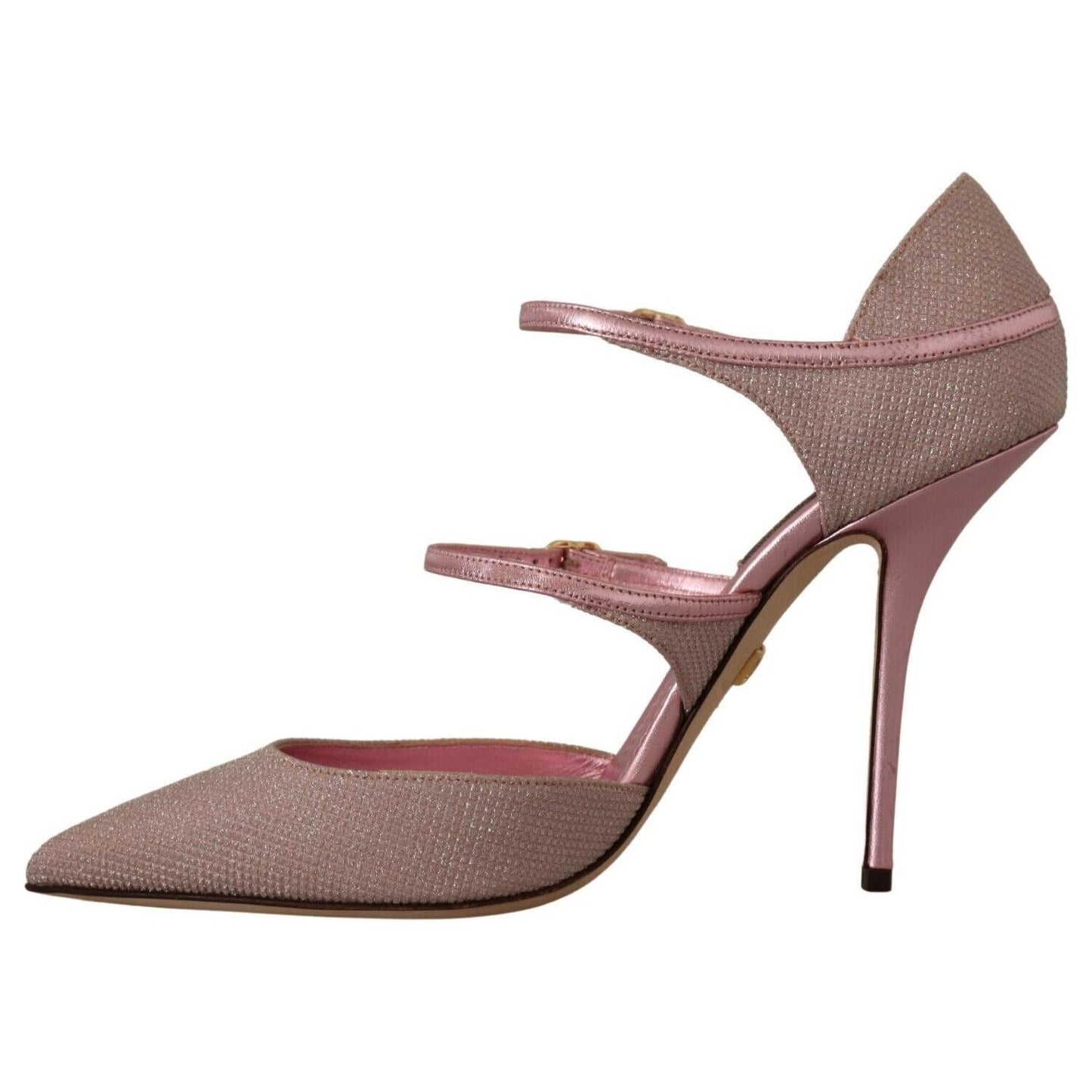 Dolce & Gabbana Pink Glittered Strappy Sandals Mary Jane Shoes Dolce & Gabbana