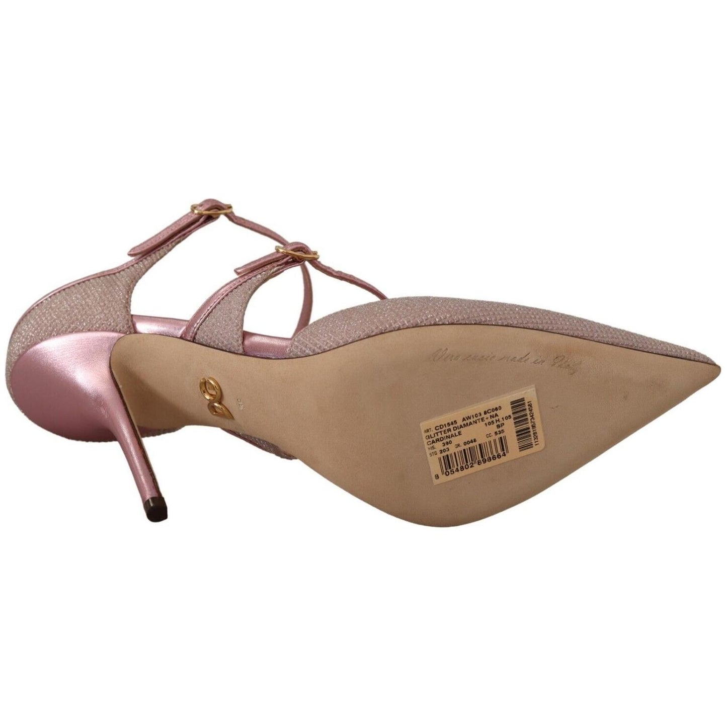 Dolce & Gabbana Pink Glittered Strappy Sandals Mary Jane Shoes Dolce & Gabbana