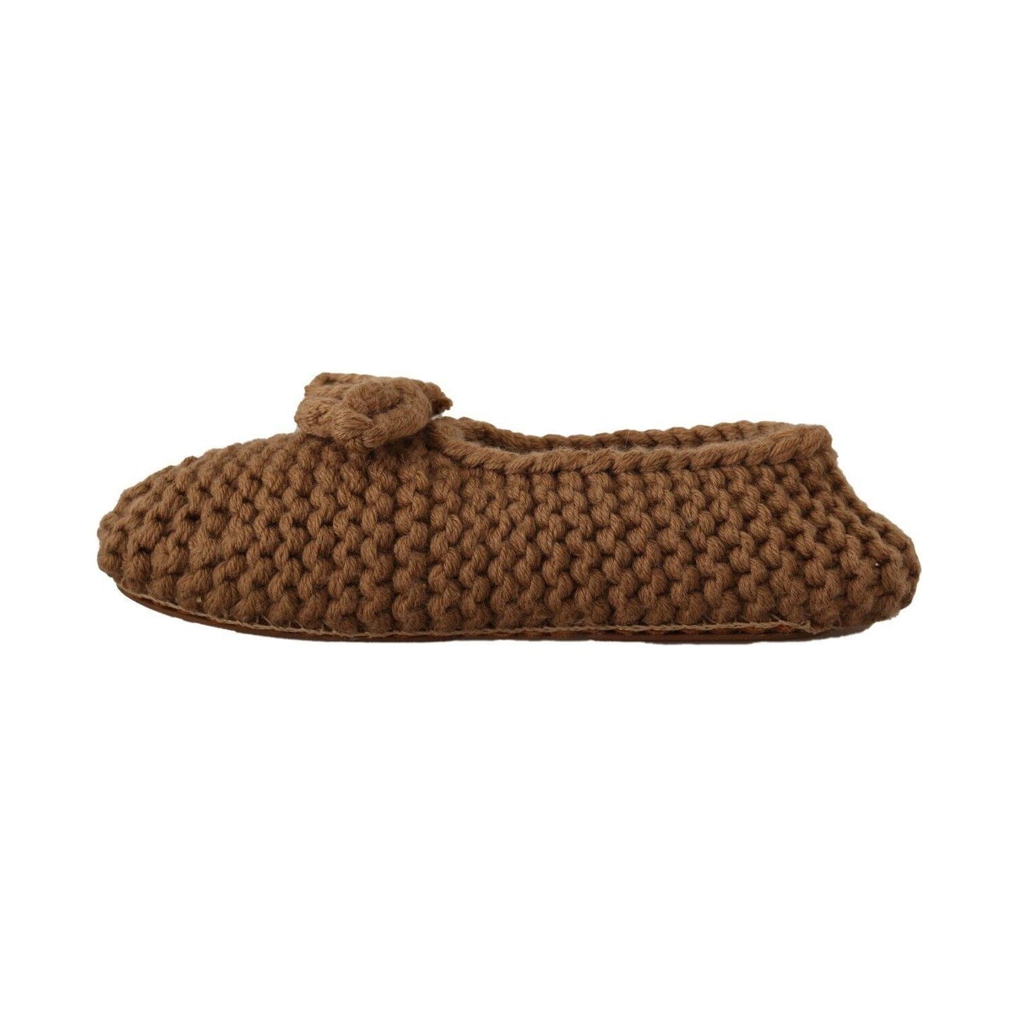 Dolce & Gabbana Brown Slip On Ballerina Flats Wool Knit Shoes Dolce & Gabbana