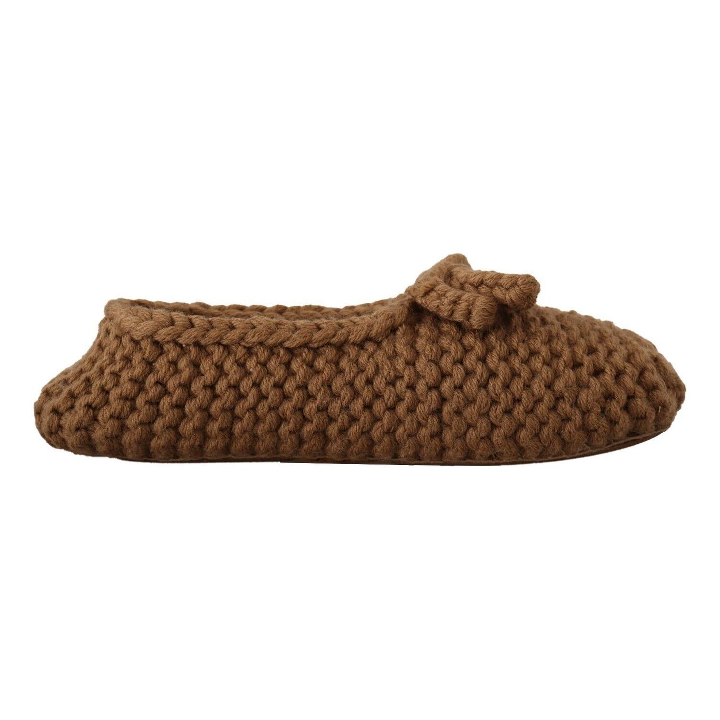 Dolce & Gabbana Brown Slip On Ballerina Flats Wool Knit Shoes Dolce & Gabbana