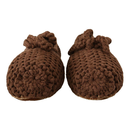 Dolce & Gabbana Brown Slip On Ballerina Flats Wool Knit Shoes Dolce & Gabbana