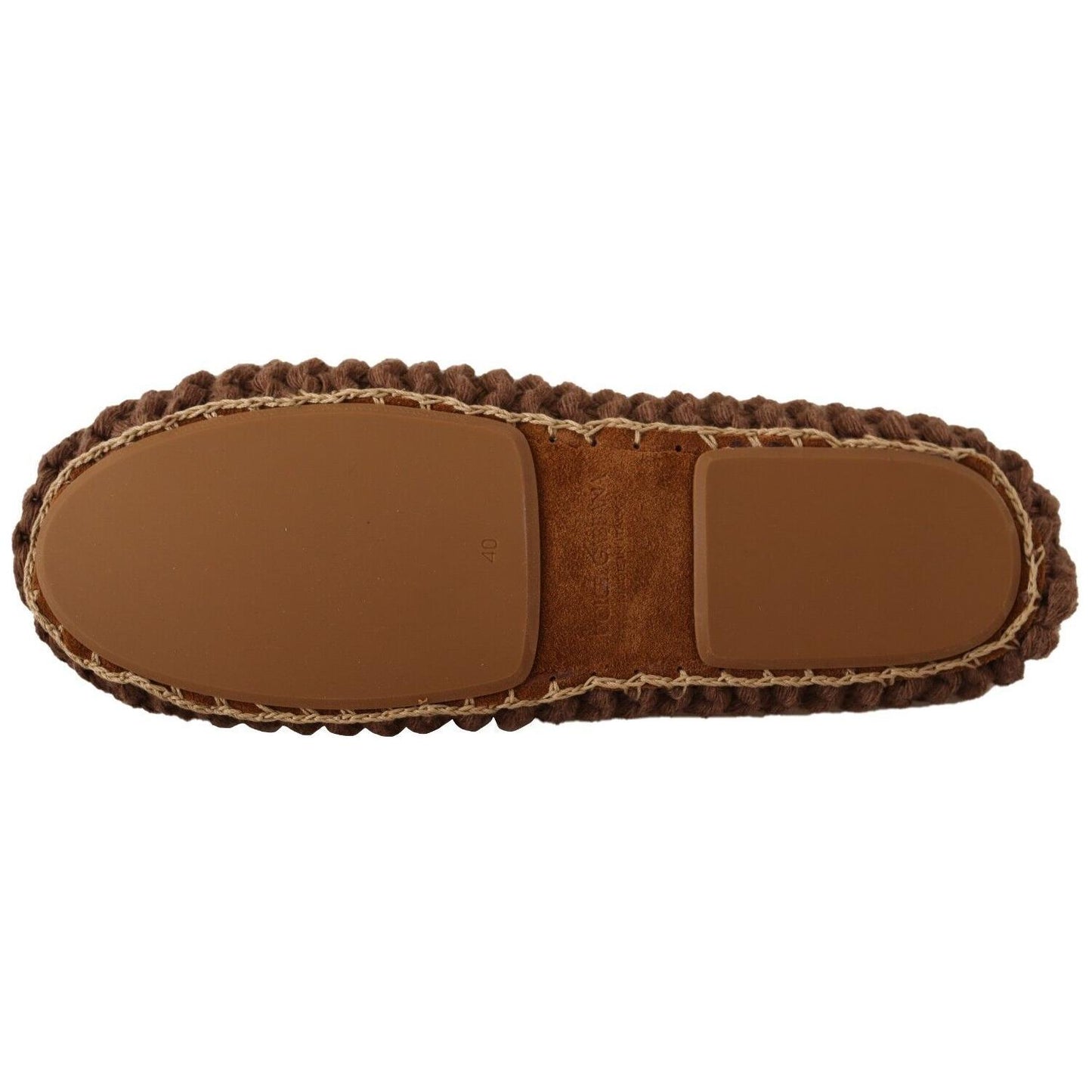 Dolce & Gabbana Brown Slip On Ballerina Flats Wool Knit Shoes Dolce & Gabbana