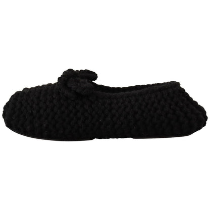 Dolce & Gabbana Black Slip On Ballerina Flats Wool Knit Shoes Dolce & Gabbana