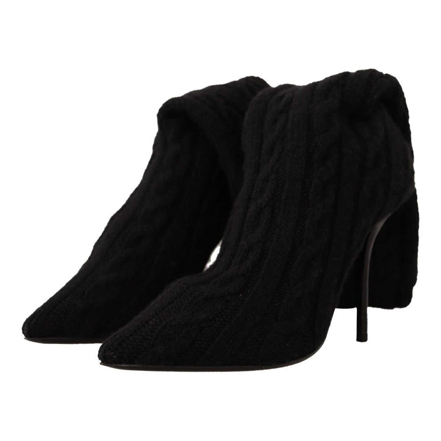 Dolce & Gabbana Black Stretch Socks Knee High Booties Shoes Dolce & Gabbana
