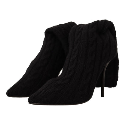 Dolce & Gabbana Black Stretch Socks Knee High Booties Shoes Dolce & Gabbana