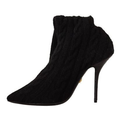 Dolce & Gabbana Black Stretch Socks Knee High Booties Shoes Dolce & Gabbana