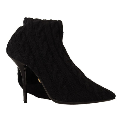 Dolce & Gabbana Black Stretch Socks Knee High Booties Shoes Dolce & Gabbana