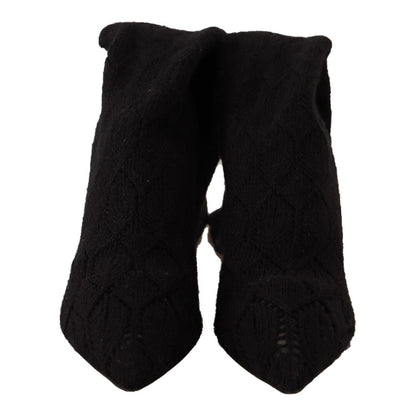 Dolce & Gabbana Black Stretch Socks Knee High Booties Shoes Dolce & Gabbana