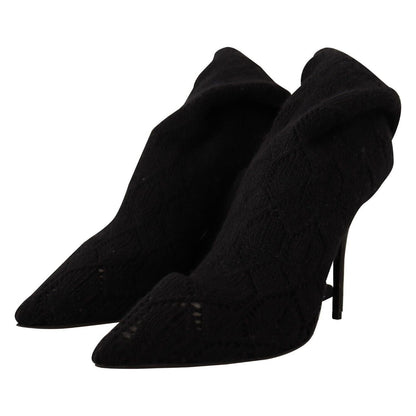 Dolce & Gabbana Black Stretch Socks Knee High Booties Shoes Dolce & Gabbana