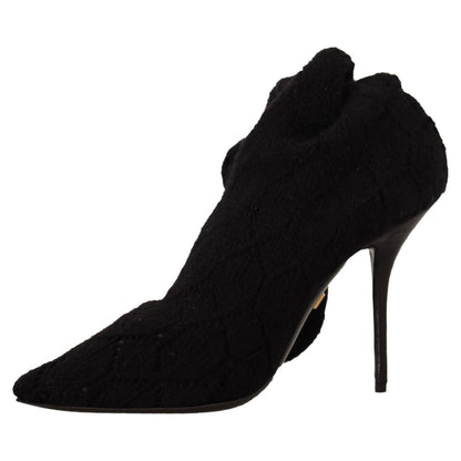 Dolce & Gabbana Black Stretch Socks Knee High Booties Shoes Dolce & Gabbana