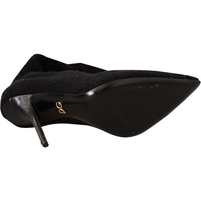 Dolce & Gabbana Black Stretch Socks Knee High Booties Shoes Dolce & Gabbana