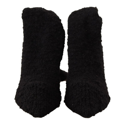 Dolce & Gabbana Black Stretch Socks Knee High Booties Shoes Dolce & Gabbana