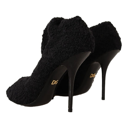 Dolce & Gabbana Black Stretch Socks Knee High Booties Shoes Dolce & Gabbana