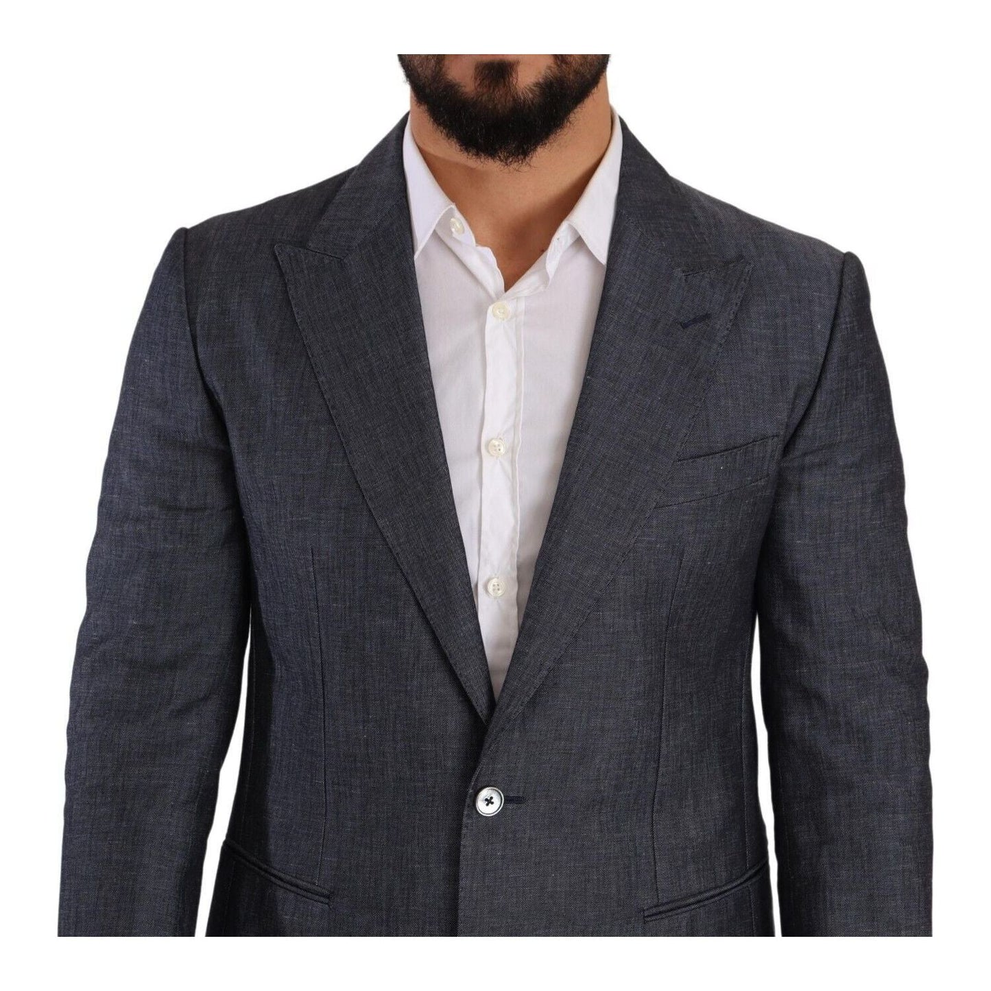 Dolce & Gabbana Blue Linen Cotton Jacket TAORMINA Blazer Dolce & Gabbana